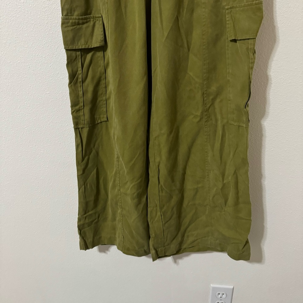 Back Beat Co Tencel Twill Lounge Wide Leg Cargo Pants Avocado Green Baggy-XS - Picture 5 of 10